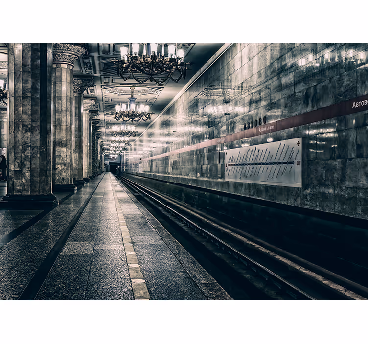 Cortina roller gris plataforma de metro - TenVinilo