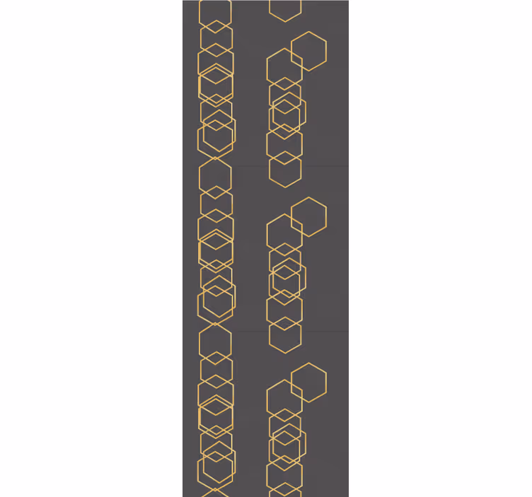 Cortina roller vintage textura gris con hexágonos dorados - TenVinilo