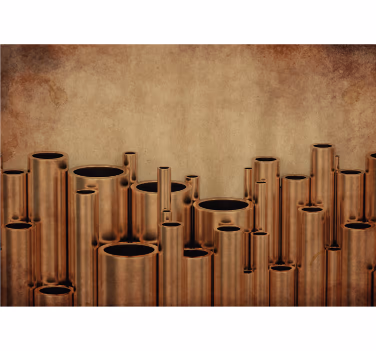 Cortina roller living comedor tuberías de cobre industrial - TenVinilo
