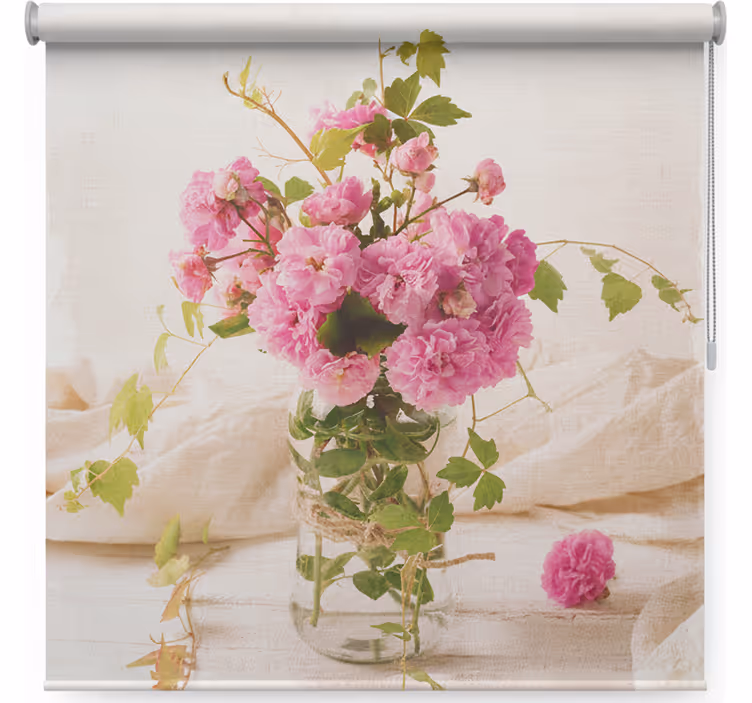 Cortina roller living comedor pintura con rosas marchitas - TenVinilo
