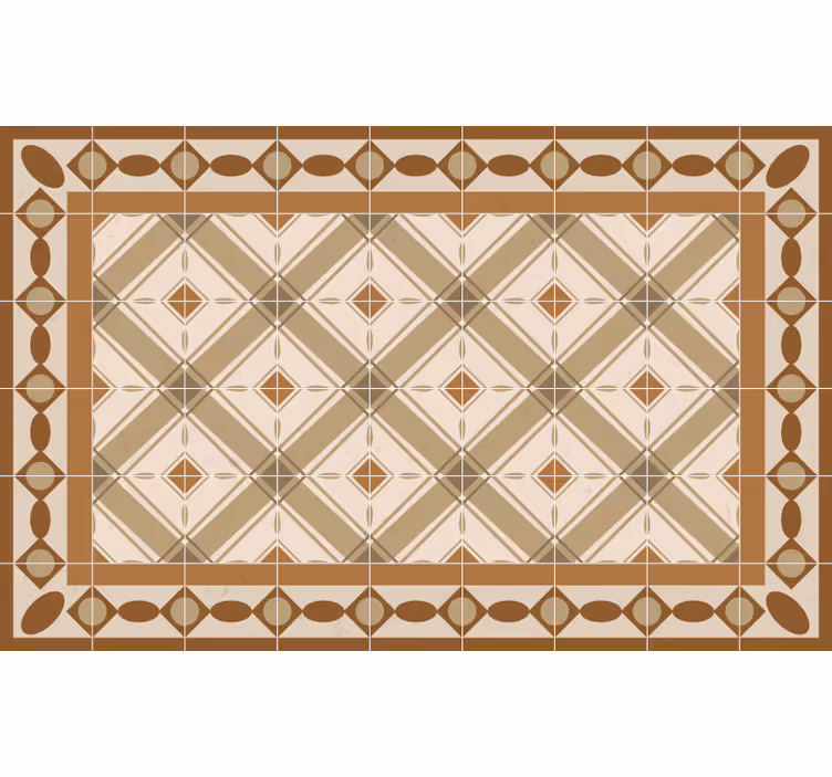 Cortina roller beige alfombra vinílica azulejos portugueses - TenVinilo
