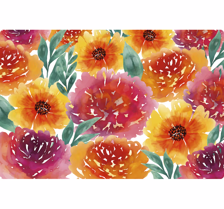 Cortina roller habitación alfombra vinílica flores coloridas - TenVinilo