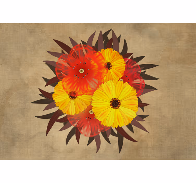 Cortina roller beige amapolas rojas y amarillas - TenVinilo