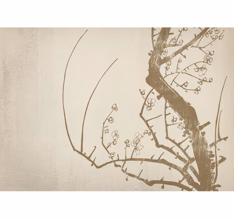 Cortina roller beige estilo árbol japandi - TenVinilo