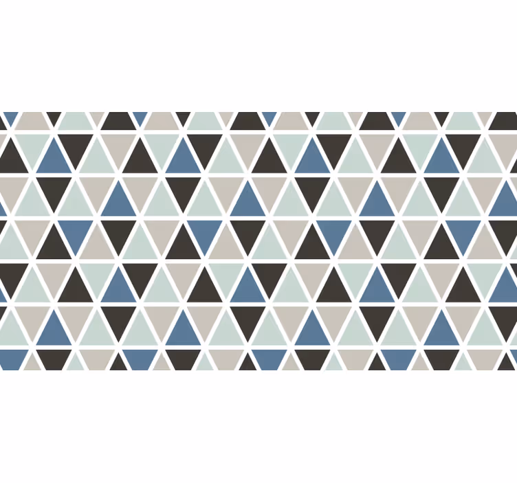 Cortina roller gris con patrón geométrico azul y gris - TenVinilo