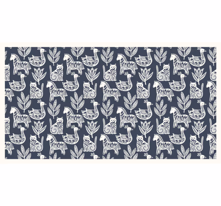 Cortina roller gris con diseño de caballos folclóricos - TenVinilo