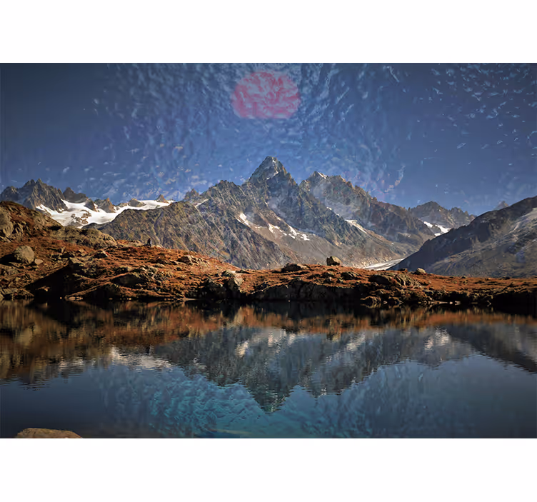 Cortina roller habitación estilo escandinavo paisaje lago - TenVinilo