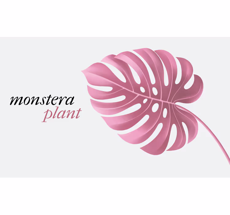 Cortina roller habitación estilo monstera minimalista rosa - TenVinilo