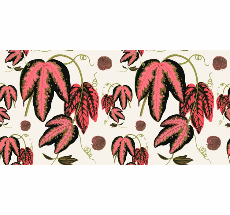 Cortina roller habitación hojas de maranta rojas - TenVinilo