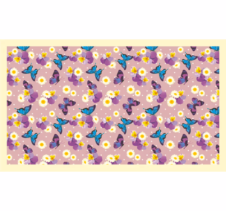 Cortina roller habitación mariposa con lunares rosas - TenVinilo