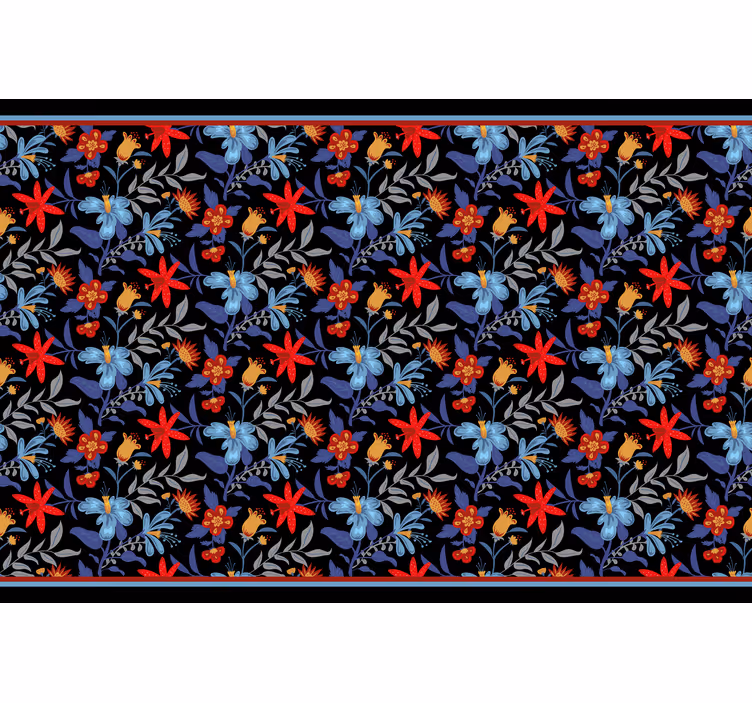 Cortina roller habitación estampado flores negro - TenVinilo
