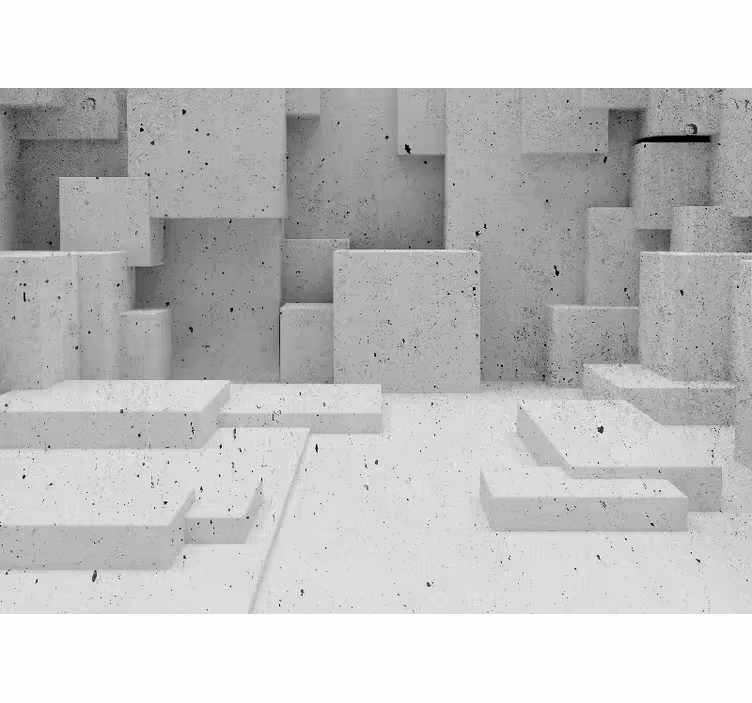 Cortina roller blanca formas de concreto 3d - TenVinilo