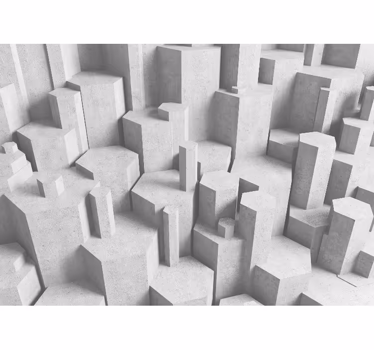 Cortina roller blanca formas geométricas 3d de concreto - TenVinilo