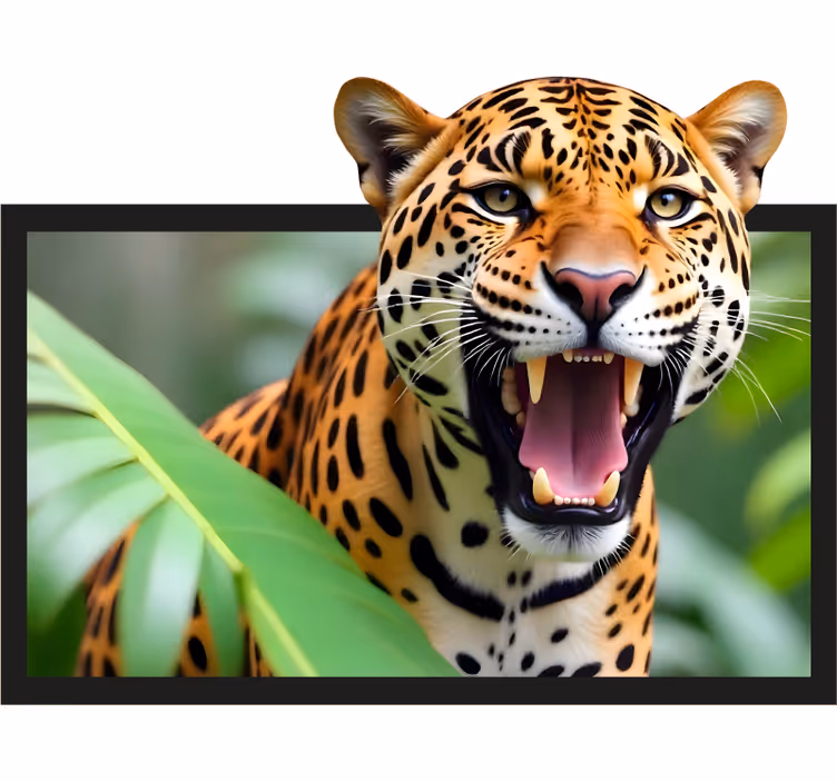 Cortina roller living comedor leopardo en marco - TenVinilo