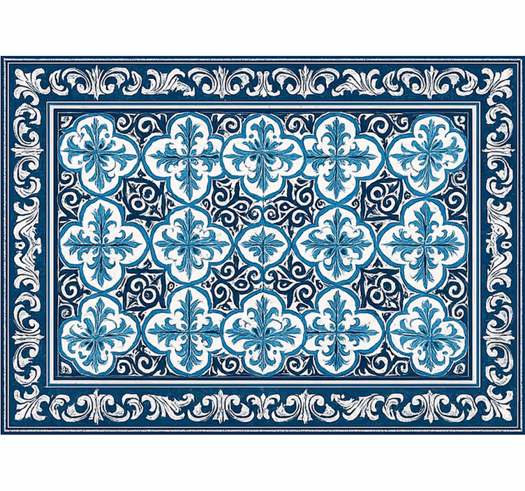 Cortina roller living comedor estampado portugués azul - TenVinilo
