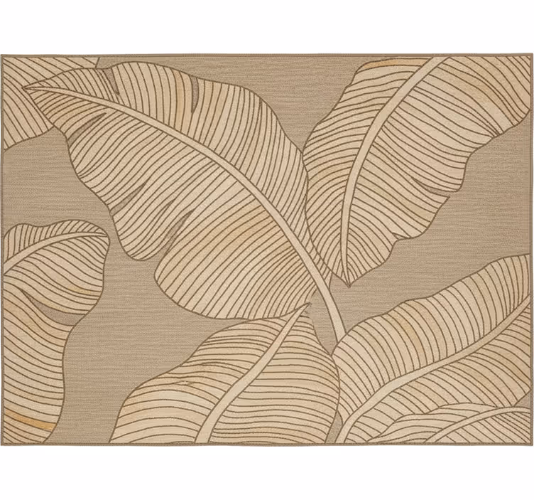 Cortina roller living comedor diseño beige hojas grandes - TenVinilo