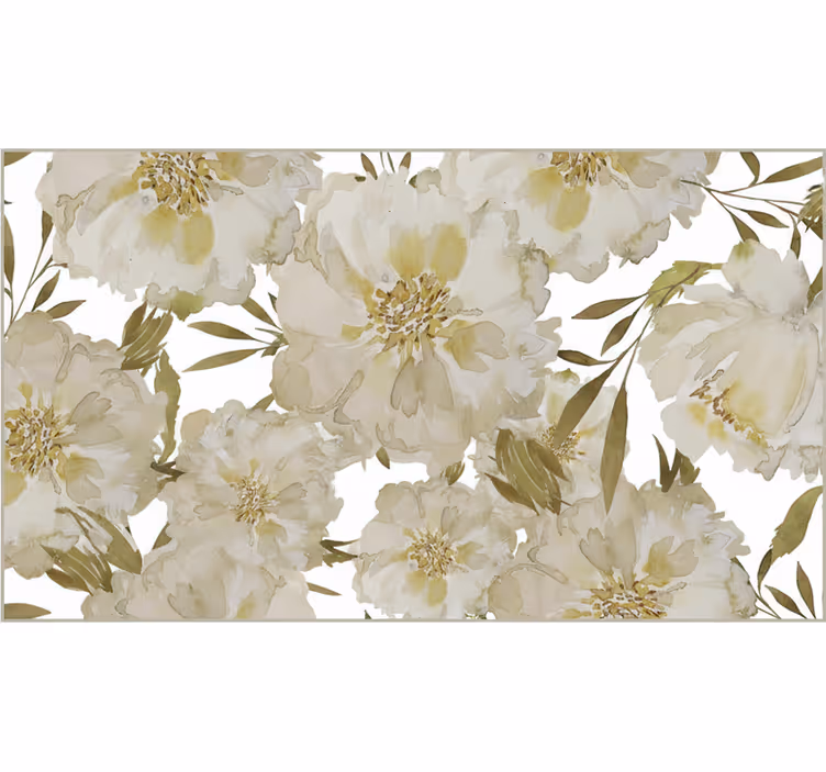 Cortina roller living comedor flores grandes blancas - TenVinilo