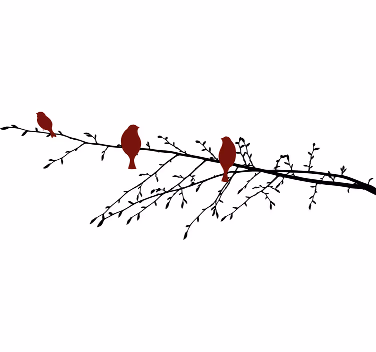 Cortina roller habitación pájaros rojos en rama - TenVinilo