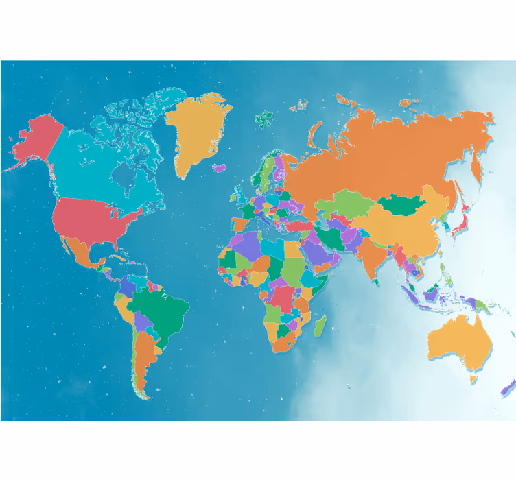 Cortina roller infantil mapa mundial político colorido - TenVinilo