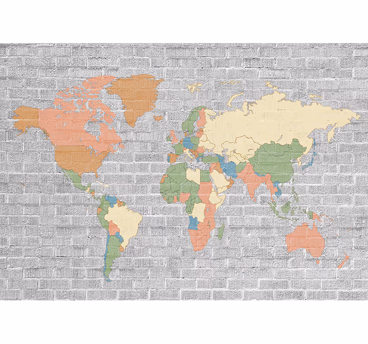Cortina roller infantil mapa mundial vintage piedra - TenVinilo