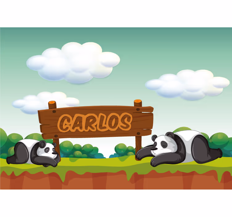 Cortina roller infantil nombre personalizado panda - TenVinilo