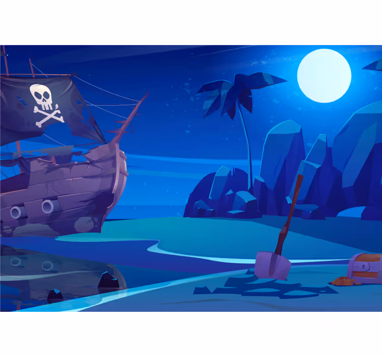 Cortina roller infantil barco pirata de noche - TenVinilo