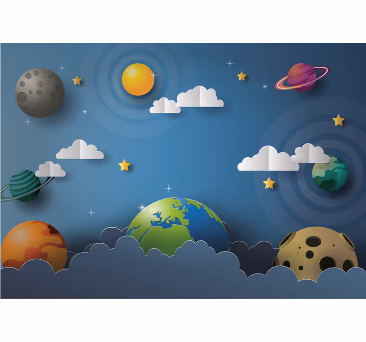 Cortina roller infantil planetas de dibujos en fila - TenVinilo