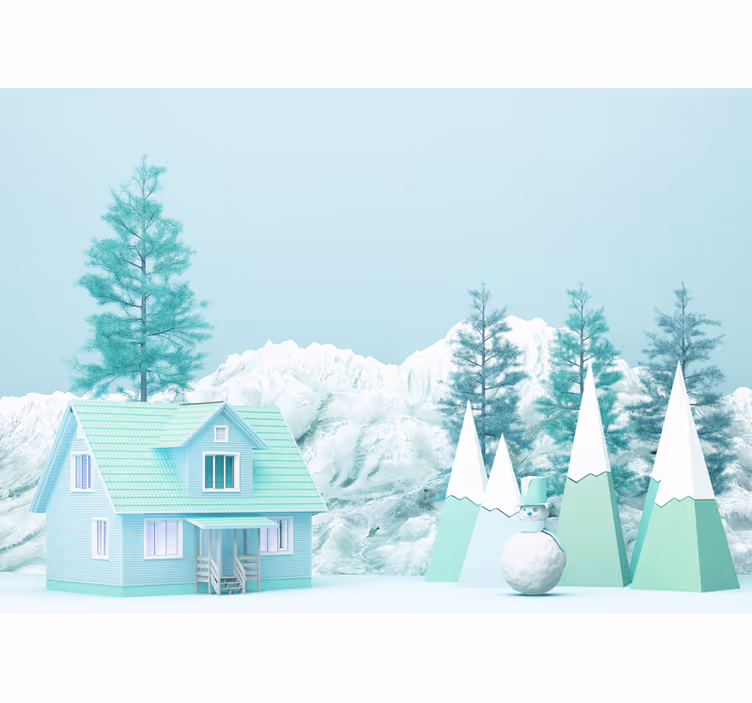 Cortina roller infantil granja en el bosque low poly - TenVinilo