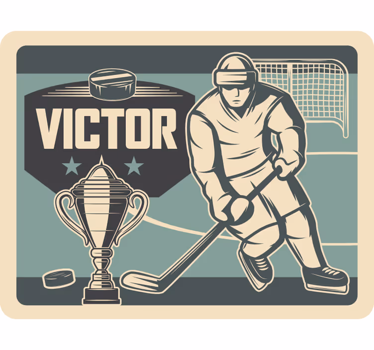 Cortina roller infantil jugador de hockey con nombre - TenVinilo