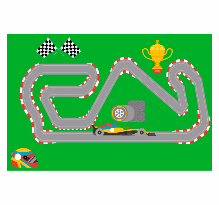 Cortina roller infantil alfombra vinílica coches de carrera - TenVinilo