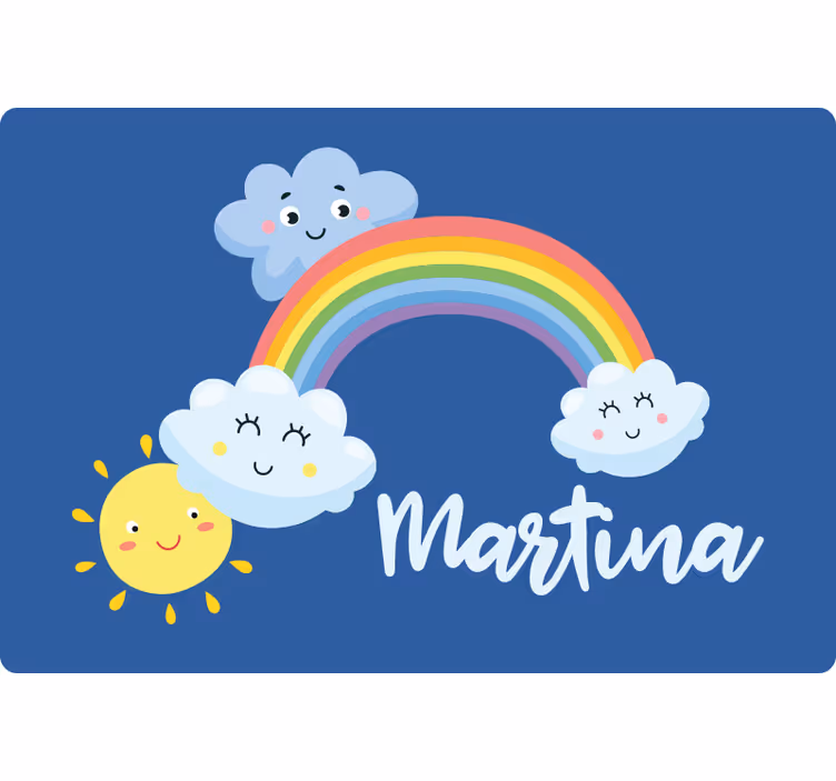 Cortina roller infantil nubes y arcoíris con nombre - TenVinilo