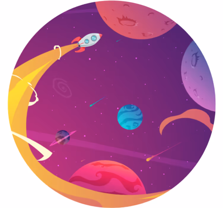 Cortina roller infantil cohete de dibujos en el espacio - TenVinilo