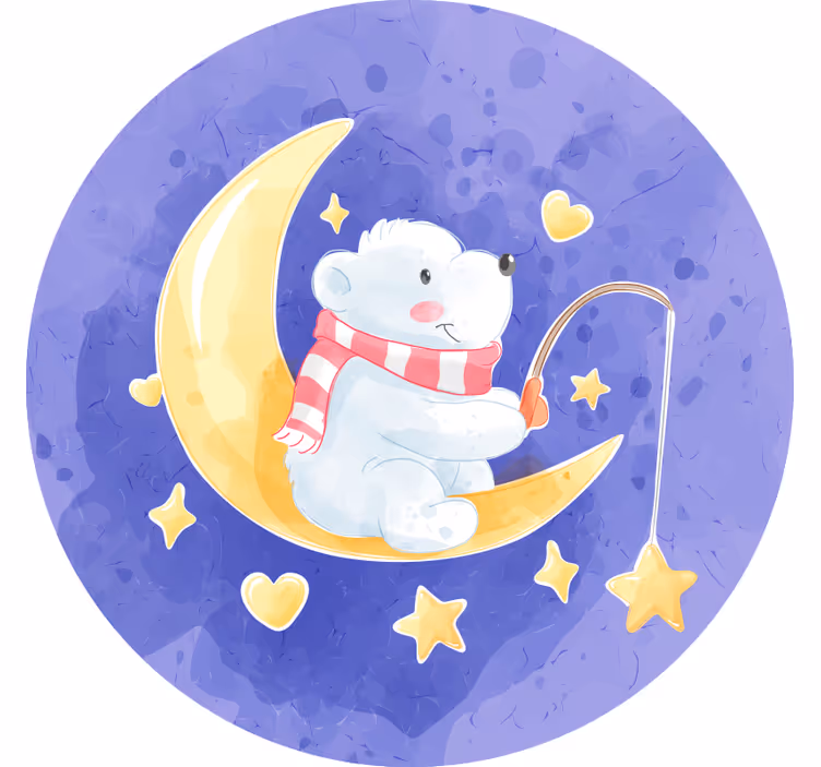Cortina roller infantil osito pescando estrellas nórdicas - TenVinilo