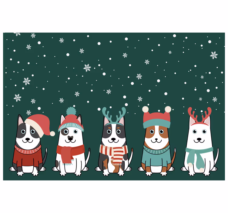 Cortina roller infantil perros navideños - TenVinilo
