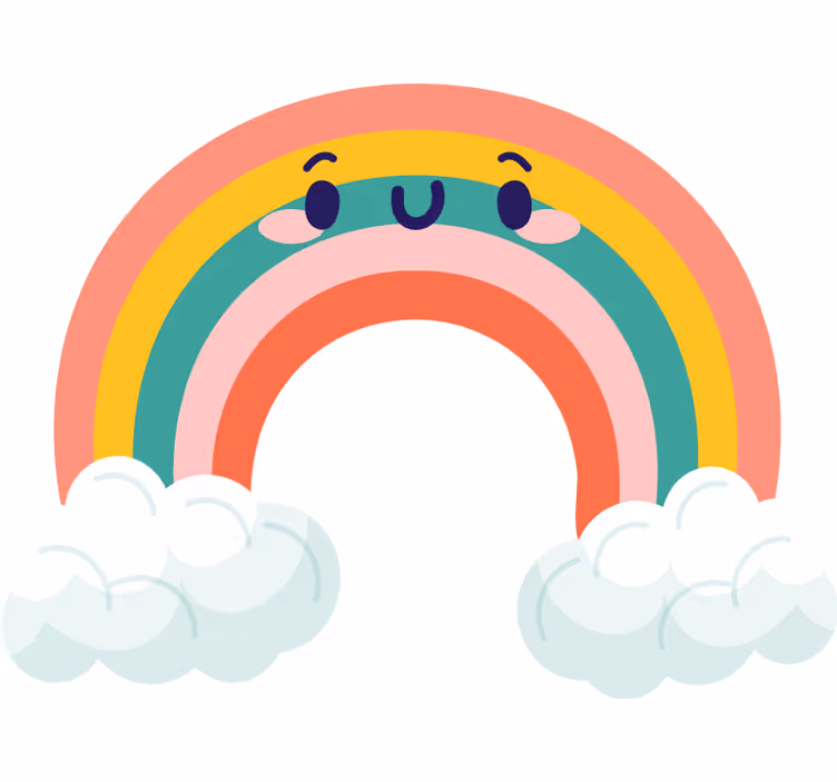 Cortina roller infantil nubes sonrientes con arcoíris - TenVinilo