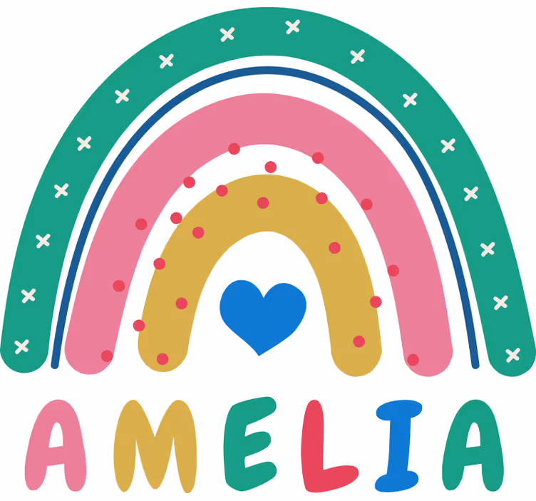 Cortina roller infantil corazón arcoíris personalizado - TenVinilo