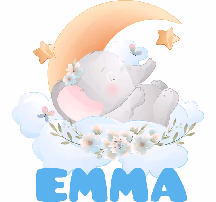 Cortina roller infantil elefante con nombre - TenVinilo