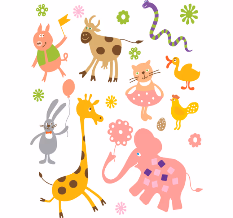Cortina roller infantil sticker de animales dibujados - TenVinilo