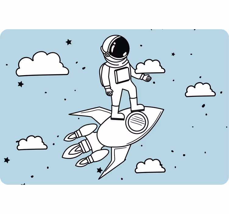 Cortina roller infantil cohete astronauta y estrellas - TenVinilo