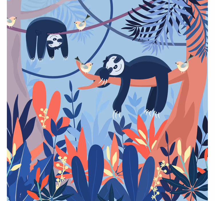 Cortina roller infantil animales durmiendo en el bosque - TenVinilo