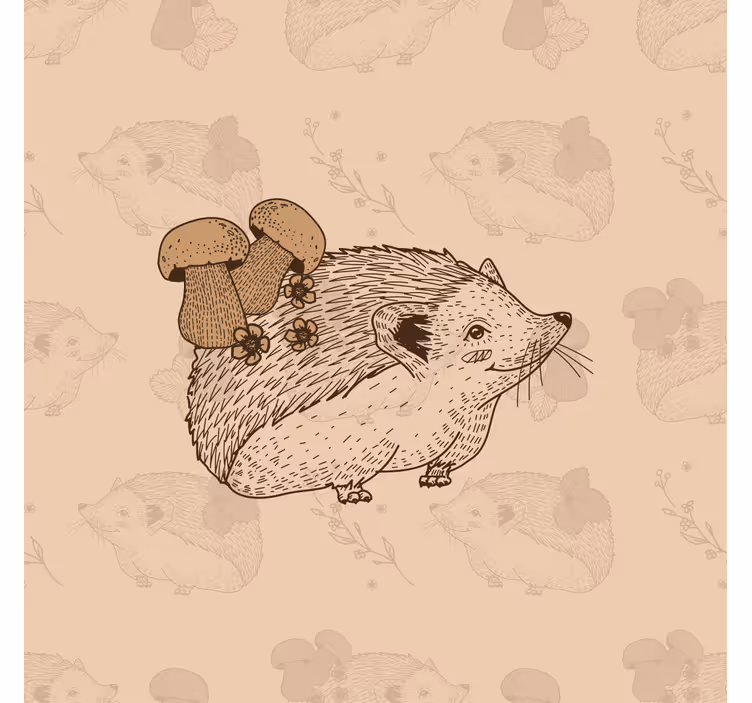 Cortina roller infantil dibujo de erizo y setas - TenVinilo
