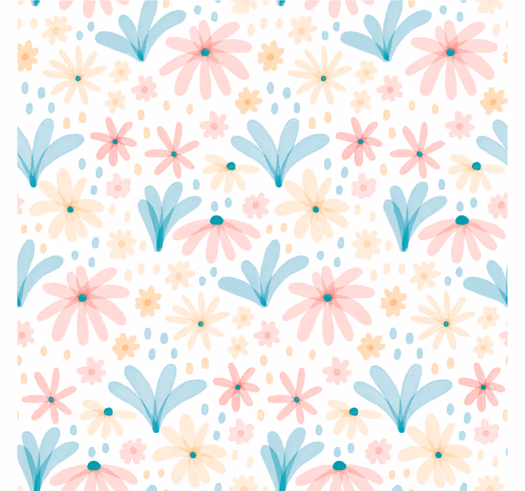 Cortina roller infantil patrón floral en colores pastel - TenVinilo