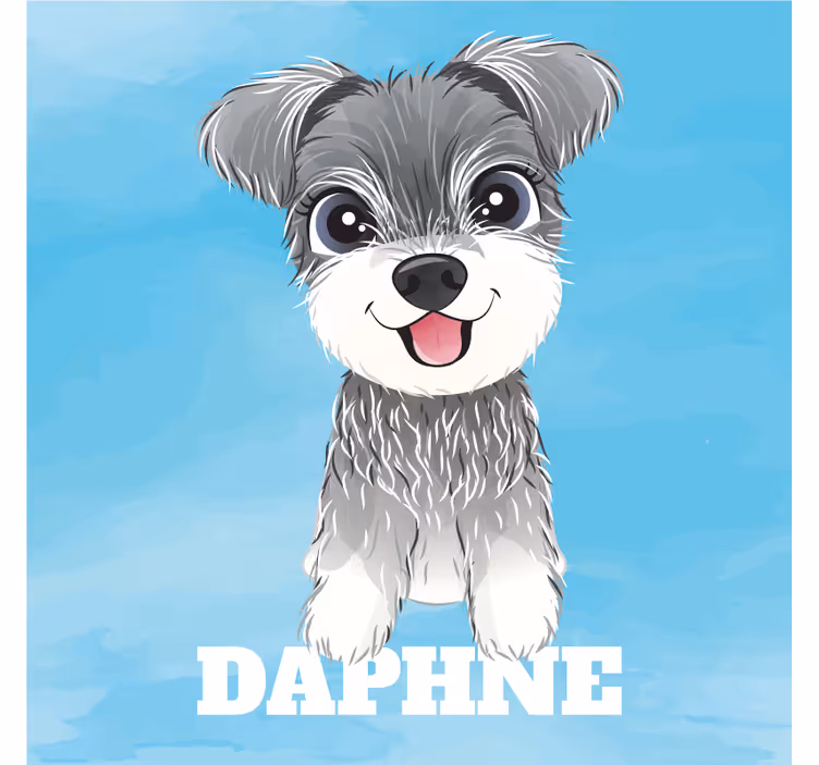 Cortina roller infantil ilustración schnauzer con nombre - TenVinilo