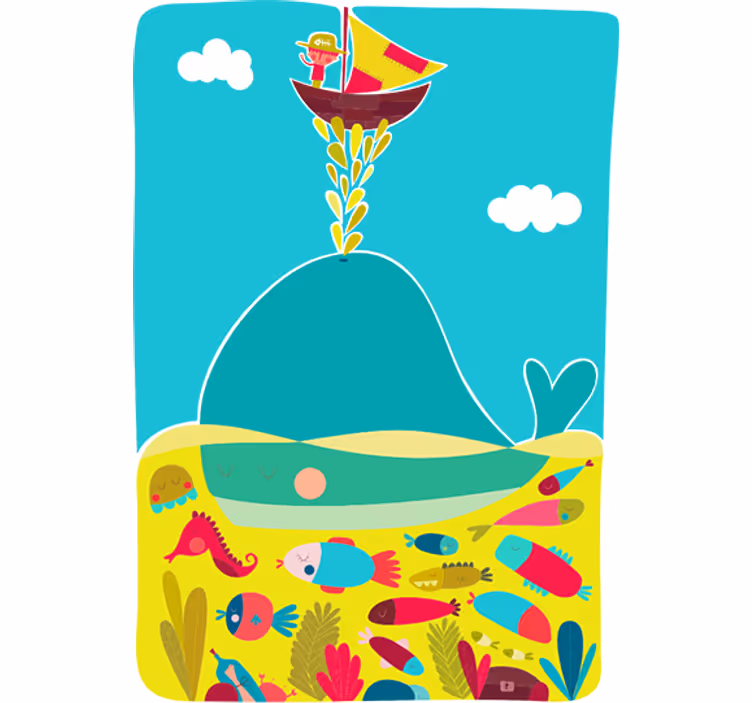 Cortina roller infantil vinilo mural ballena - TenVinilo