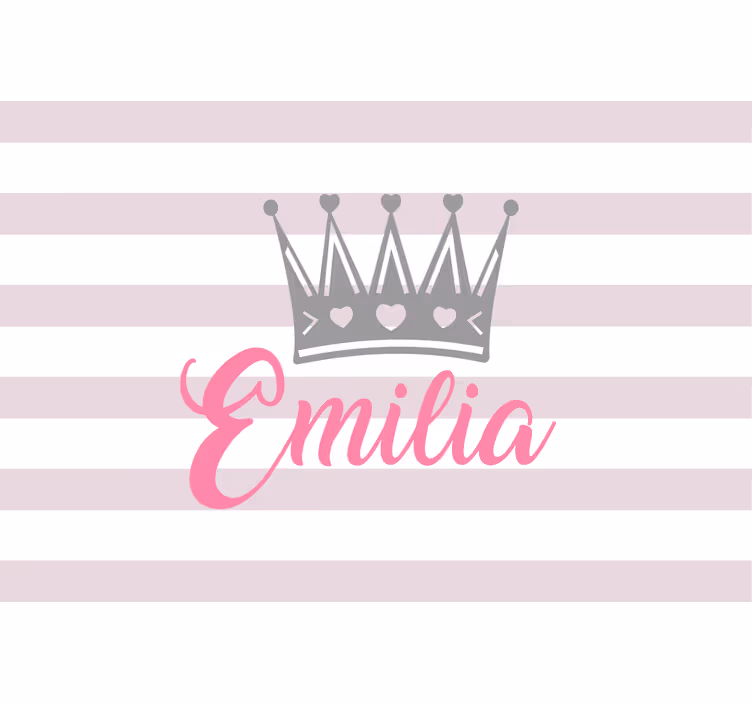 Cortina roller infantil corona plateada con nombre rosa - TenVinilo