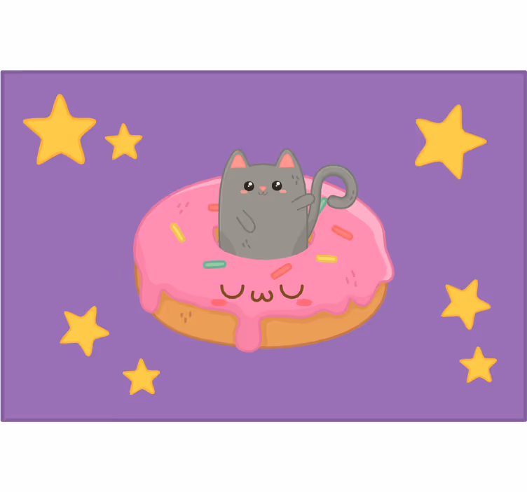 Cortina roller infantil gato y donut - TenVinilo