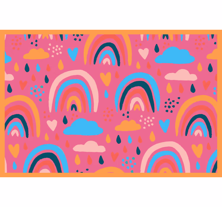 Cortina roller infantil arcoíris minimalista fondo rosa - TenVinilo