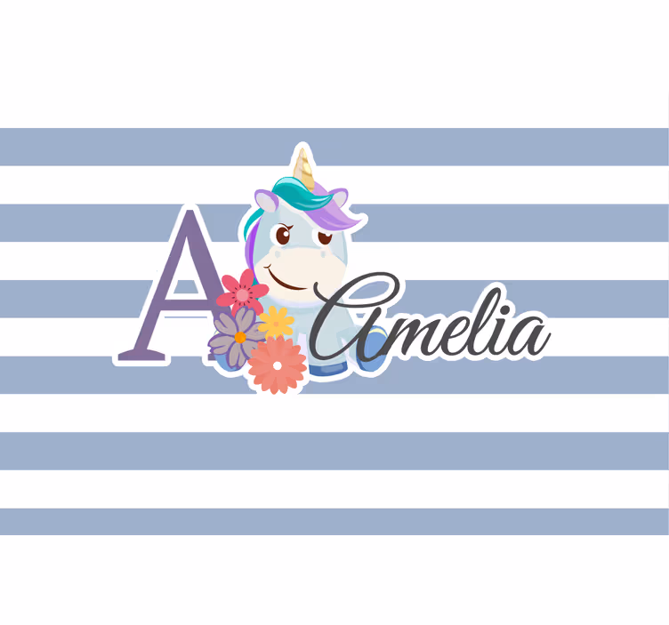 Cortina roller infantil animales lindos unicornio con nombre - TenVinilo