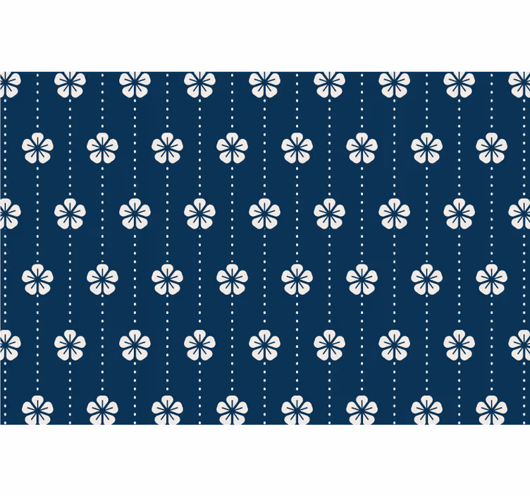 Cortina roller azul líneas florales azules - TenVinilo