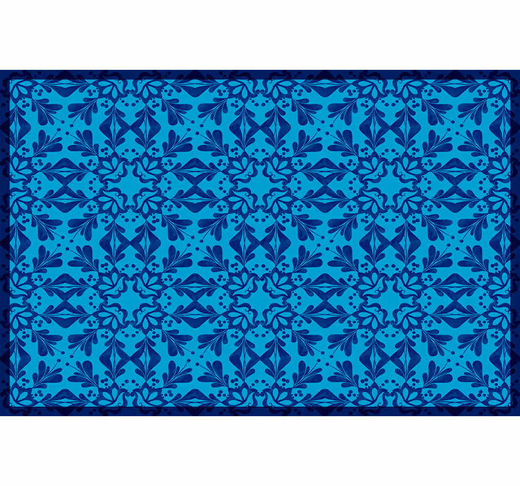 Cortina roller azul mantel individual mosaico floral - TenVinilo